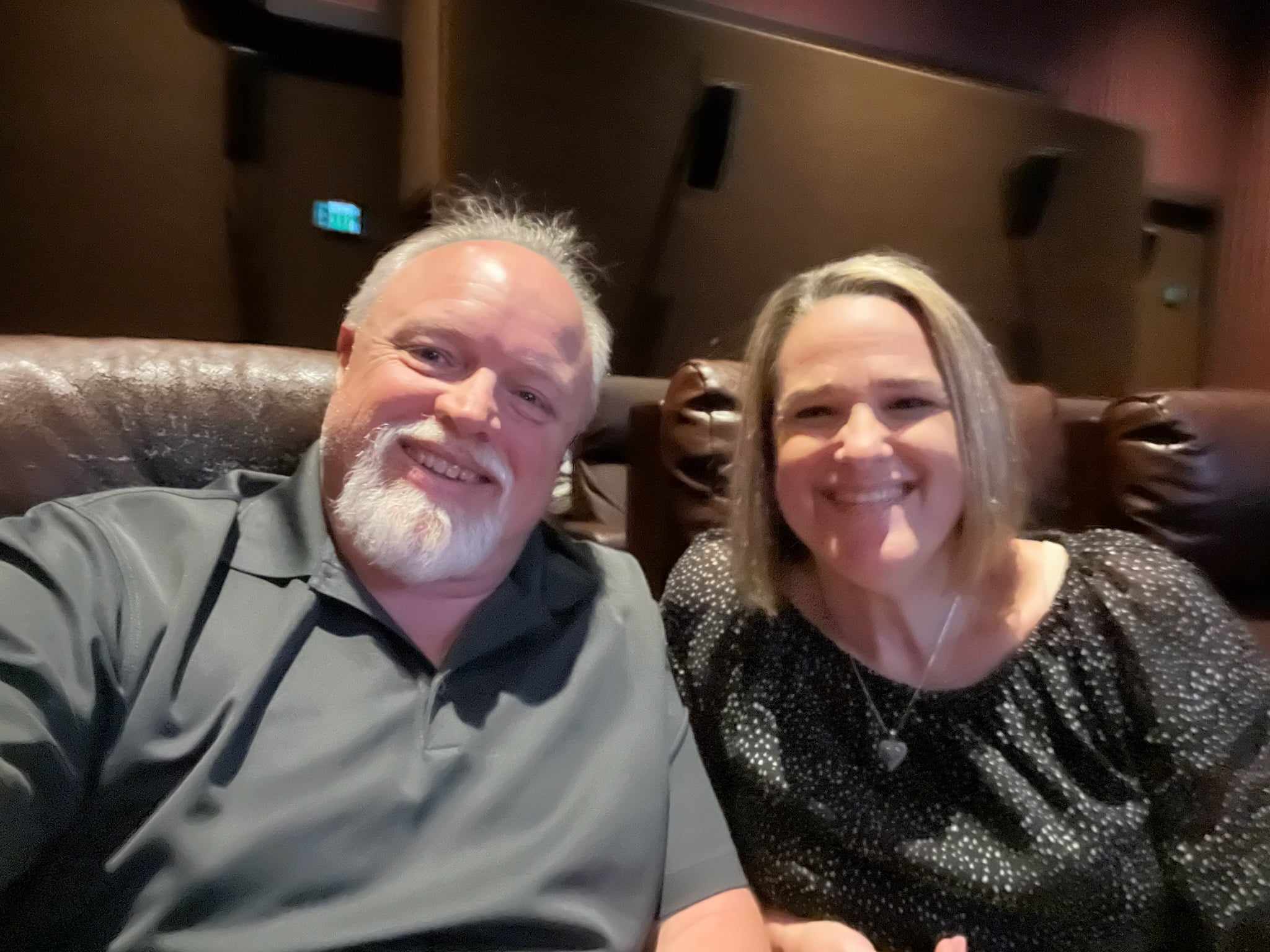 Angela Gilmer with her husband at a special dinner